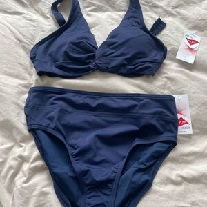 Lands' End Blue Bikini Set Halter Style Swimwear